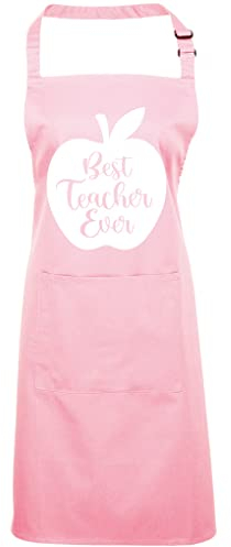 HotScamp Best Teacher Ever - Apron - Cooking Tech Art Science Lab - Funny Teacher School Student One size pink