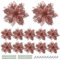 Toddmomy 12pcs Rose Gold Poinsettia Artificial Flowers, Christmas Glitter Poinsettia Flowers Christmas Tree Floral Decorations with Clips and Stems for Xmas Wedding Party Wreath