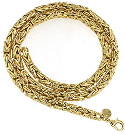 Byzantiner Königskette rund geschliffen 18kt vergoldet 6mm Länge 55cm, Halskette Herren-Kette Goldkette Damen Geschenk Schmuck ab Fabrik Tendenze-Italy