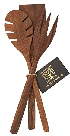 Lantelme 3 teiliges Nussholz Löffel Gabel und Pfannenwender Set aus Holz Holzbesteck Walnuß Holzlöffel Holzgabel Bratenwender Nußbaum Servierbesteck Servierlöffel Serviergabel Holzbesteck 8696