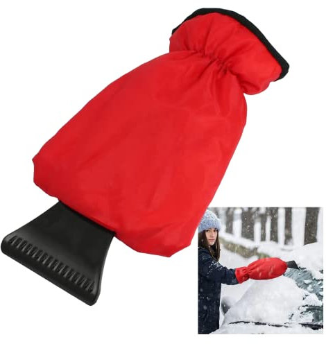Generico Raschietto Ghiaccio Auto con Guanto Incorporato,Tessuto Foderato e Impermeabile, Parabrezza e vetri Auto, utile Accessori Auto per Inverno