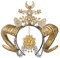 women Golden Flower Sheep Horn HairBand Gothic Headwear Costume Steampunk Cosplay (gold)