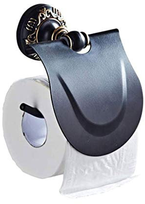 FFOCCO Schwarze Toilettenpapierhalter, Badezimmer-Taschentuchbox, Weltraum-Toilettenpapier-Wandmontage aus Aluminium Present