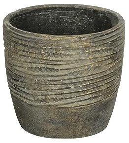finehomegarden Übertopf Blumentopf Ø16,5cm H15cm Zement Patina/Gold Topf Pflanzgefäß Deko
