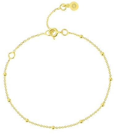 Einzelstück® Kugelarmband 925 Sterling Silber 14k Gold I Armband mit Kugeln vergoldet I Planetkette I Silberarmband Handmade Echtschmuck I Damenarmband I Armkette (Harmony Armband Gold)