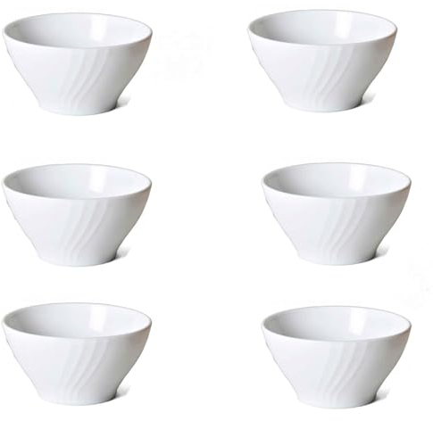 Pack de 6 Boles clásicos de cerámica Blanca, Ideal para desayunar, Tomar Sopa, Aperitivos. Aptos para lavavajillas y microondas. Diametro: 13 cm