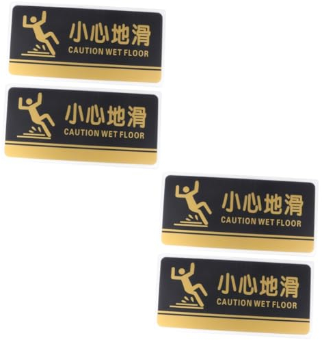 SOLUSTRE 4 Stück Symbol Für Nassen Boden Logo Pool-zeichen Embleme Zweisprachiges Warnschild Hinweis Auf Nassen Boden Warnschild Für Nassen Boden Männer Und Frauen Aufkleber Schwimmbad