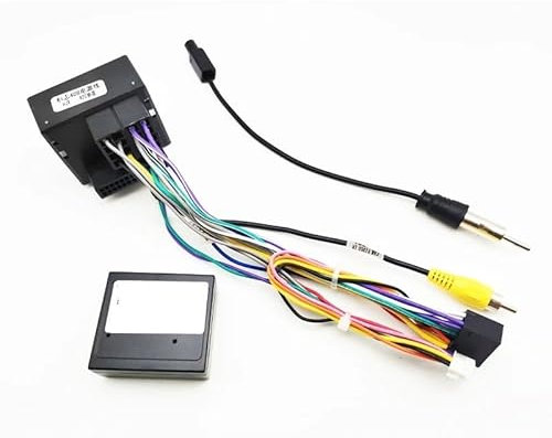 Faisceau de câbles à 16 broches vers Quadlock, boîte de décodeur CANBUS, adaptateur de câble de verrouillage Quad for Peugeot 2008 3008 308 307 et citroën C5 C4 C3 ( Color : With antenna adapter )