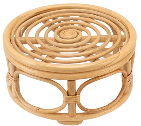 Gavigain Rattan Indoor Plant Stand, Handmade Rattan Plant Stands Rustic Indoor Wicker Basket Flower Pot Plant Stand Rattan Wicker Plant Stand Boho Plant Stand for Window Garden Balcony(Large)