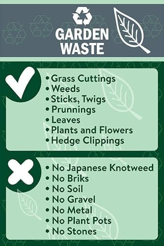 Garden Waste Recycling Yes/No sign - Self adhesive sticker (200mm x 150mm)