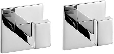 CALUCAB Gancio Portasciugamani Adesivo Gancio Appendiabiti SUS 304 Acciaio Inossidabile Quadrati Ganci Montaggio a Parete Autoadesivo per Cucina e Bagno, Senza Forare (2 Pezzi)