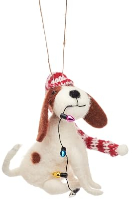 Dog With Fairy Lights Felt Decoration