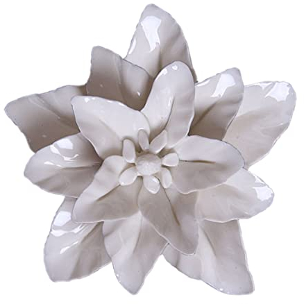 WOFASHPURET Wandblume Aus Keramik, Keramik-Blumen-Wanddekoration, KüNstliche 3D-Wandblumen für die Wand Wanddekoration Tischdekoration HäNgende Skulpturen Wohnzimmer, Flur, Schlafzimmer 12cm