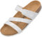 Palado Pantoletten Damen Ikaria – bequeme Sandalen Made in Spain - Hausschuhe mit dämpfendem Kork-Fußbett - modische Sommerschuhe Weiß Lack UK3,5 - EU36