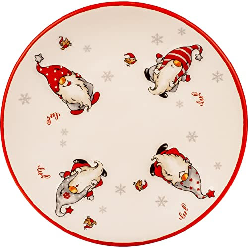 Weihnachtsgeschirr Verschiedene Artikel frei wählbar 3D Effekt kleine Teller lustige Wichtel & Zwerge klein - Ø 17 cm - Porzellan - Frühstücksteller..