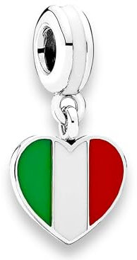 Streetculture Italien Urlaub Herz Liebe Fahne Flagge Sizilien Neapel Rom - 925 Silber Sterlingsilber Bettelarmband Anhänger Schmuck