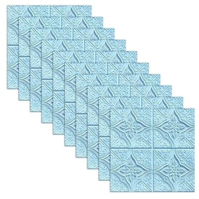 10 Pcs 3D Brick Wallpaper, 35 * 35cm Self Adhesive DIY Wall Stickers Waterproof PE Foam Panel Wall Tiles Suitable for Kitchen, Bathroom, Living Room (Blue)