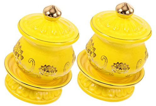 Alipis 2 Uds Taza De Agua De Cerámica Taza De Ofrenda De Templo Taza De Flor De Loto Decoración De La Iglesia Tazas De Agua De Oferta De Loto Suministros Taza De Loto