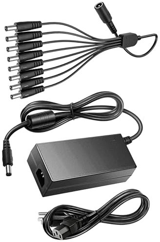 12V 7A Security Camera Power Adapter with 8-Way Splitter, 100V-240V, 5.5 * 2.1mm, Compatible with Lorex, Samsung, Q-See, Night Owl, Swann, Annke IP and BNC Cameras Quick Charger