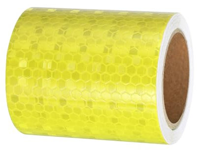 PATIKIL Cinta Reflectante Adhesiva, 7cm x 3 m PVC Cinta de Advertencia de Seguridad de Alta Visibilidad Impermeable para Nocturna Camiones Coches Ropa, Amarillo Fluorescente