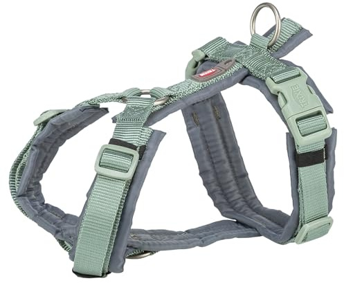 TRIXIE Premium Trekking Geschirr, M: 53–64 cm/20 mm, Salbei/Grafit