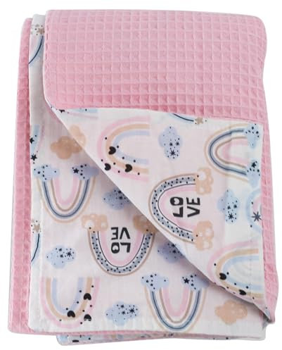 various Coperta per neonato in cotone, 100%, passeggino, 70 x 100 cm, con motivo rosa