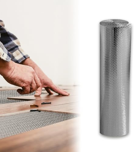 UISEBRT Isolierfolie Dämmfolie 0.6 x 10m Luftpolsterfolie Aluminium Thermofolie Heizkörper Reflexionsfolie 3-4mm Dicke Isolierungsfolie Wärmehaltung Wärmedämmung