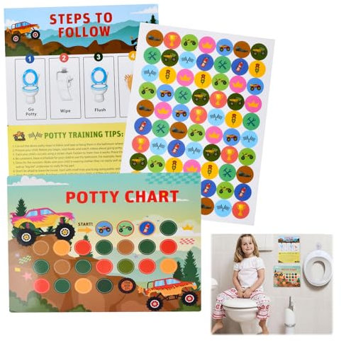 Futuhada Tableaux Récompense de Pot, Potty Training Chart, Tableau de Récompense pour Enfants, Lot de 10 Cartes de Récompense avec 270 Autocollants, Tableau d’Apprentissage de la Propreté (Voiture)