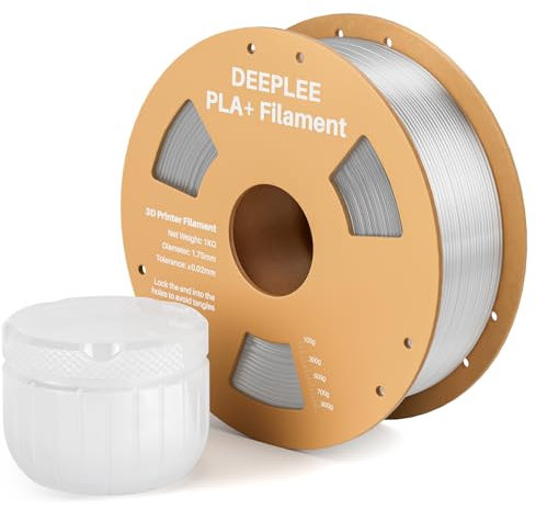 DEEPLEE PLA+ Filament 1.75mm, PLA Plus 3D Drucker Filament, Maßgenauigkeit +/- 0,02 mm, Filament 3D-Druckmaterialien, Klar 1kg (2,2lbs)