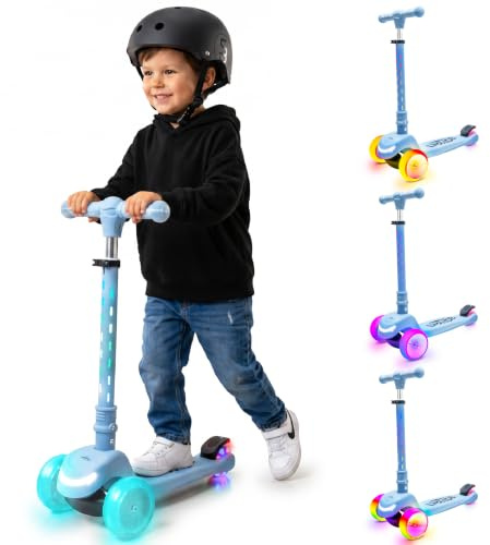 SUN BABY LUMI Ride 3-Rad-Kinderroller mit Balance- und LED-Funktion | Ab 3 Jahren, klappbar, höhenverstellbarer Lenker, Fußbremse, rutschfestes Trittbrett, abnehmbarer Lenker