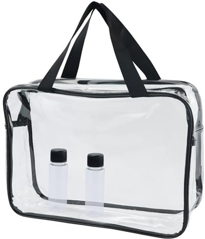 Borsa per il trasporto trasparente, grande, impermeabile, trasparente, borsa da toilette spessa, chiusura lampo in PVC, organizzatore cosmetico, contenitore da spiaggia, accessorio da viaggio,