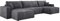 DomoHome XXL Wohnlandschaft U-Form Mit Schlaffunktion 330x130cm Ecksofa Mit Weichen Kissen Und Bettkasten, Hochwertiger Polsterung, Freistehendes Sofa 377x143x83cm Gray
