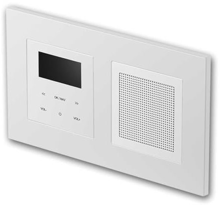 LOGIQ Unterputz Radio mit 2W RMS Lautsprecher, DAB+, UKW und Bluetooth, OLED-Display, Weck- und Sleeptimer, Lieferung mit 2-fach Rahmen FLAT, weiß