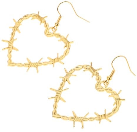 WRITWAA Barbed Wire Heart Gothic Gothic Heart Earrings Women Trendy Boho Outfits Halloween Jewelry