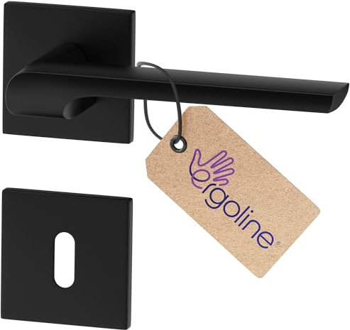 ERGO line Design moderne, poignée de porte noire ZOE, pour portes d'intérieur, la silhouette ultra-fine, poignée carrée noire mate, garnitures de porte, poignée (Trou Petite Clé)