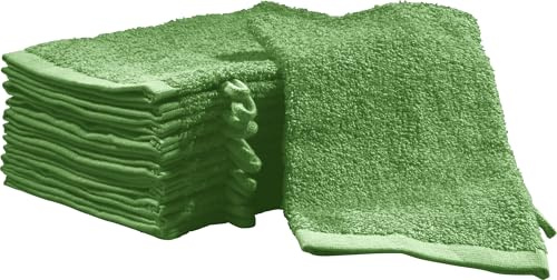 REDBEST Waschhandschuh Oceanside 12er-Pack Leichtfrottier grün Größe 16x21 cm