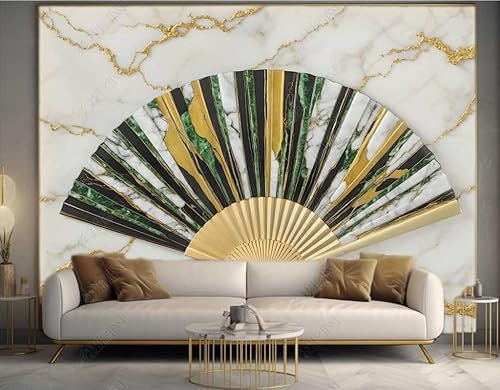 ZYHFDC Photo Wallpaper High Definition Gold and Silver Fan Marble Non-Woven Art Print Wall Mural Decoration Poster Picture Design Modern450CM(W)*315CM(H)
