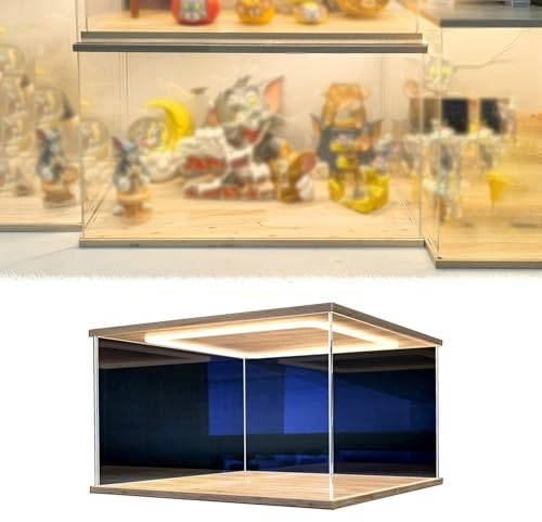 CMYUN Acryl Vitrine Led Acryl-Vitrinen Extra Lang, Transparent Aufbewahrungsbehälter aus Kunststoff mit Licht ＆ Tür, Thekenvitrine 10 15 20 25 30 35 40 45 50 60cm(40x35x20cm/16x14x8in)