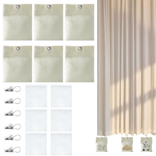 Outdoor Vorhang Leinwand Gewichte, 6pcs Wetterfeste Gartenpavillon Vorhänge Sandsack, Tragbare Gewichtstasche, Sandsäcke mit Metall-Clips, Selbstklebender Verschluss, für Pavillon Drapes Cabana (6set)