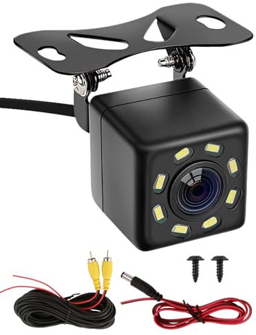 Cámara de Visión Nocturna Marcha Atrás Ultra HD de Coche, 170 ° Gran Angular con 8 Leds, IP68 Impermeable, 12V DC Universal para Automóviles Camiones SUV RV