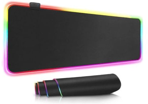 WFGJSK Tappetino for mouse con luce LED RGB, grande, for gaming, con tastiera retroilluminata, resistente all'acqua, 80x30 cm(90x40x0.4cm)