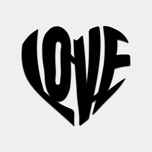 BONPERLA Herzförmige Metall-Wandkunst – romantische Typografie-Dekoration – modernes schwarzes Liebesschild für Zuhause, Schlafzimmer und Geschenk für Verliebte (89,9 x 81 cm)