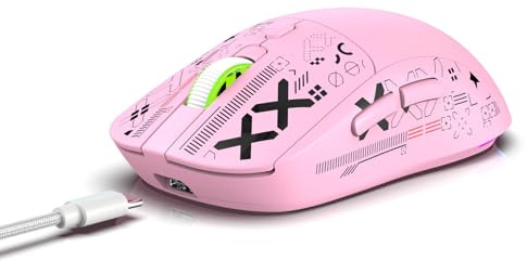 Denash Wireless Maus, Ergonomische RGB -Gaming -Maus mit 6 RGB -Lichtmodi und 4 Bewegungsgeschwindigkeitseinstellungen, Wiederaufladbare Maus für Laptops, Desktops, Tablets und