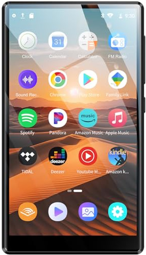 96GB MP3 Player mit Bluetooth und WiFi, Oilsky 4,7 Zoll 1080P Touchscreen Digitaler MP4-Player, Android 13.0 Mp3-Player mit Spotify Kids, Online Musikplayer (Schwarz1)