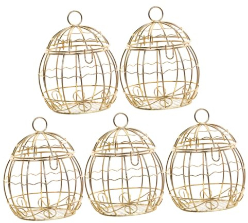 EPIGEIST Süßigkeitenbox 5 Stück-pack tragbare und Einfach zu Verwendende in Vogelkäfigform Bonbonverpackung aus Eisen in Gold für Jubiläen und Festivals