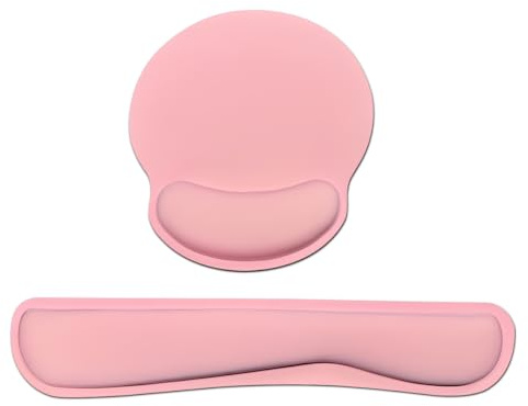 TEKXDD Wrist Rest Keyboard and Mouse Wrist Support Pad Set, Padded Memory Foam | Keyboard Wrist Support | Ergonomic Mouse Mat Anti-Slip Grip for Office Computer Laptop Working Gaming Rose Pink