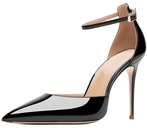 Qynthra Escarpins Classiques Femme Cuir Vernis Bout Pointu Talons Aiguilles 10CM Pumps à Talons Hauts Élégants Escarpins de Cour pour Réception de Mariage et Banquet du Soir