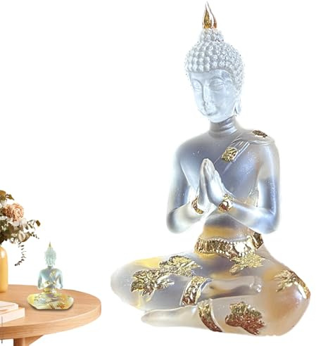 SMELEYOU Buddha Statue Small Sitting Meditation Figurine for Indoor Zen Home Decor Desk & Garden Spirit Decor