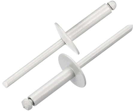 QUARKZMAN 35 Pièces Rivets Aveugles en Aluminium 4.8 x 20 mm, Prise En Aluminium Et Axe En Acier, Rivets à Bride Large pour Réparation Automobile, Meuble, Bricolage, Gris