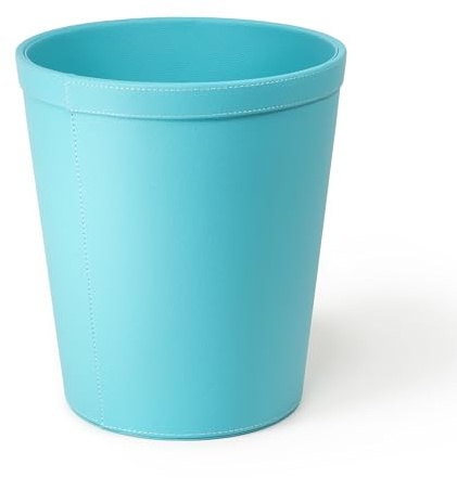 OSCO Faux Leather Waste Bin – 12 Litre Round Waste Paper Basket – Stylish Leather Finish Bin for Home Office, Study, Bathroom, Desk – Easy Clean Surface – Compact & Elegant, Single, Turquoise